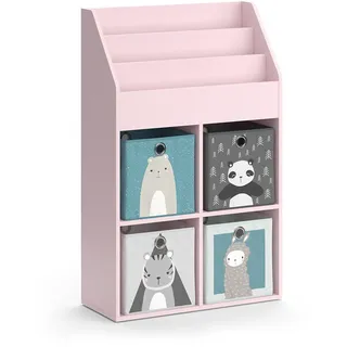 Vicco Kinderregal Luigi Rosa 72 x 114.2 cm mit 4 Faltboxen , Pink, Pink , Holzwerkstoff , 8 Fächer , Rechteckig , 72x114.2x31.2 cm , Babymöbel & Kindermöbel, Babyzimmer, Babyregale & Kinderregale