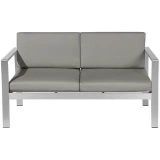 Beliani Gartensofa Aluminium 2-Sitzer Auflagen dunkelgrau Salerno , Dunkelgrau , Metall , 142x80x70 cm , Gartenmöbel, Loungemöbel, Gartensofas & Loungesofas