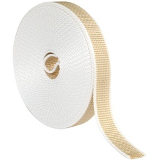 Amig - Band für Gurtwickler von Rollläden, Weiß / Beige, Ersatzgurt für Rollenspule, fest und angenehm in der Hand, UV-beständig und verschleißfest. Maße 22 mm x 6 m