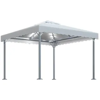 vidaXL Pavillon mit LED-Lichterkette 300x300 cm Cremeweiß Aluminium - Creme