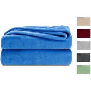 Komfortec Kuscheldecke Flauschig, Wohndecke, Fleecedecke, Oeko-TEX Zertifiziert, Superweich, 220x240 cm, 260 g/m2, Blau