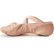 s.lemon Leder Ballettschuhe,Geteilte Sohle Rosa Tanzschuhe Ballettschläppchen für Mädchen Damen Pink 36
