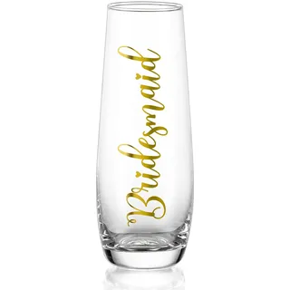 NUPTIO Sektgläser Becher Geschenk Bridesmaid: Gravur Gläser Hochzeit Champagner Prosecco Glasses Brautjungfer Gold Tumbler Party Champagnerglas Sektflöten Gift Stemless