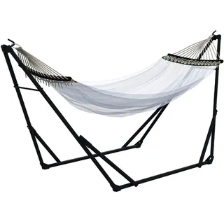 Outsunny Hängemattengestell, Metal, Nylon, Weiß , Metall, Kunststoff , 89x100x263 cm , Gartenmöbel, Gartenschaukeln, Hängematten