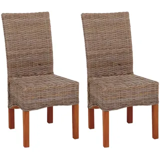 Mendler Esszimmerstuhl M44 Rattan braun 2er Set