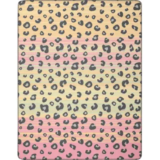 Biederlack Wohndecke 150 x 200 cm Grau/Orange/Pink