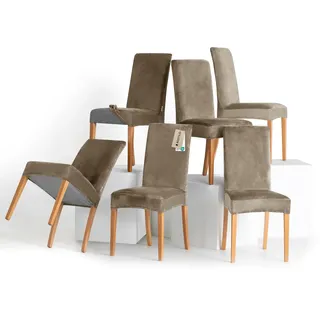 RESTILO Stuhlhussen 6er Set Stretch Stuhlhussen Abnehmbare Waschbare Sento | Stuhlbezüge Esszimmerstühle Elastischer Stuhl Überzug für Esszimmer Küche Restaurant Hotel Hochzeit Party, Beige