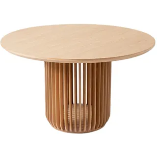 Woodek Esstisch Franz, Natur Massiveiche, Ø130 cm , Beige , Holz , Echtholz,Eiche , 130x76x130 cm , FSC 100% , Esszimmer, Esstische