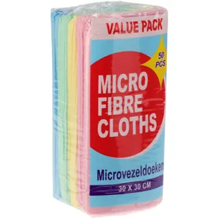 Well Home Set mit 50 Mikrofasertüchern, 30 x 30 cm, 100% Polyester, 4 Farben