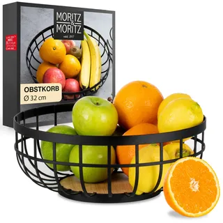 Moritz & Moritz Obstschale Schwarz Metall 30,5cm - Obstkorb Schwarz Metall – Korb für Geschenke, Früchte, Gemüse und Brot