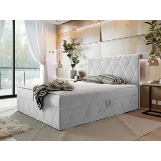 Mirjan24 Boxspringbett Simoti, Doppelbett mit zwei Bettkästen für die Bettwäsche, Hauptmatratze, Topper und Kopfteil (Magic Velvet 2239, Größe: 160x200 cm) - Grau