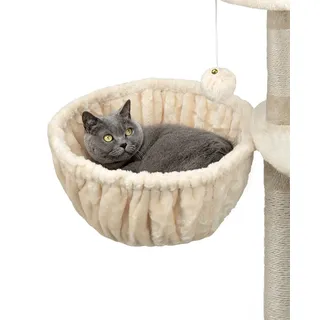 lionto Liegemulde für Kratzbaum, Katzenbett, Ø 40 cm, Tiefe 25 cm, Beige | Schlafmulde mit stabilem Metallrahmen und weichem Plüschbezug als Ersatzteil oder Erweiterung für Kratzbäume mit M8-Gewinde