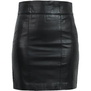 Minirock RICANO "Lederrock 1264 Skirt", Damen, Gr. M, schwarz, Obermaterial: 100% Lammnappaleder LANA., schmal, Röcke Minirock, Handgefertigt aus echtem Leder