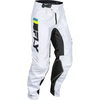 FLY RACING Kinetic Prix Textilhose - Weiß/Schwarz/Neon-Gelb / 30
