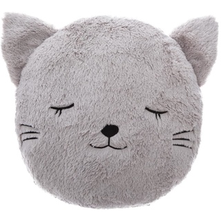 Atmosphera Créateur d'intérieur Kinderkissen Katze - D28 cm - Grau