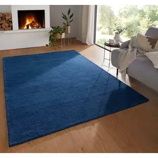 Taracarpet Teppich Georgia Gabbeh Loom Wollteppich strapazierfähiger Schurwollteppich fürs Wohnzimmer, Schlafzimmer und Esszimmer blau 130x190 cm