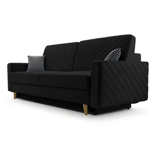 moeblo Schlafsofa California Blau mit Schlaffunktion und Bettkasten Couch für Wohnzimmer - 1 Stk - PAROS 01 - Creme