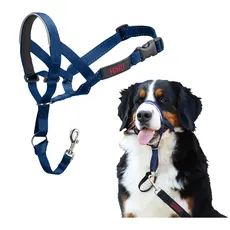 HALTI Kopfgeschirr - Verhindert, dass Ihr Hund an der Leine zieht, Einfache Anpassung, Leicht, mit gepolstertem Nasenriemen, Anti-Zug-Halsband für große Hunde (Größe 4, Kobaltblau)