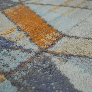 TT Home Wohnzimmer-Teppich m. Rauten-Muster Moderner Kurzflor-Teppich In Gelb Blau Grau Größe 60x100 cm