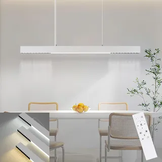 ZMH LED Pendelleuchte Hängelampe Wohnzimmer Modern Esstischlampe Dimmbar mit Fernbedienung Hängeleuchte150CM Höhenverstellbar Esszimmer Schlafzimmer B - Weiß