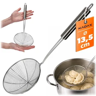 KADAX Schaumkelle, kleiner Durchschlag, Stahldurchschlag mit langem Griff, Abseihlöffel, Schaumlöffel, Schöpflöffel, Sieb, Blanchierheber (Silber)