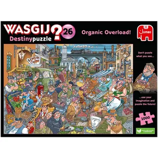 JUMBO Spiele Jumbo Wasgij Destiny 26, Organic Overload, Bio-Markt, Comic-Puzzle, 1000 Teile