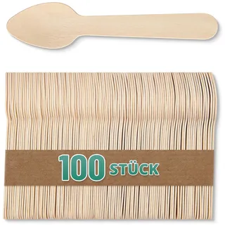 100 kleine Holzlöffel – 11 cm Teelöffel aus Birkenholz – Einweglöffel für Kaffee, Tee & To-Go-Getränke – Kompostierbar, Lebensmittelecht & Plastikfrei – Kaffee Zubehör & Kaffeebar Bedarf