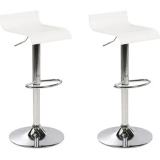 BELIANI Barhocker 2er Set Weiß Metall Höhenverstellbar mit Fußring Niedriger Lehne Modern Bar Esszimmer Küche Kücheninsel Küchentresen - Weiß, Silber