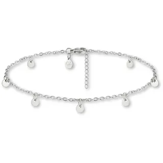 GD GOOD.designs Fußkettchen für Damen in Silber I Wasserfeste Plättchen Fußkette verstellbar (22-27cm) aus Edelstahl I Silberner Frauen Fußschmuck mit Coins