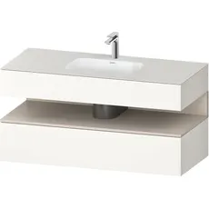 Duravit Qatego Einbauwaschtisch mit Konsolenwaschtischunterbau, 1200x550x600mm, Nische Taupe Matt, QA4787091, Farbe: Weiß Supermatt/mit Nischenbeleuchtung