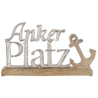 Brandsseller Deko-Schriftzug Anker Platz - ca. 31x19x5cm auf Mangoholz/Aluminium