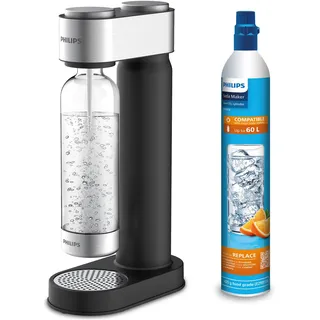Philips Wassersprudler-Set 1,0 l mattschwarz + PET-Flasche + Zylinder
