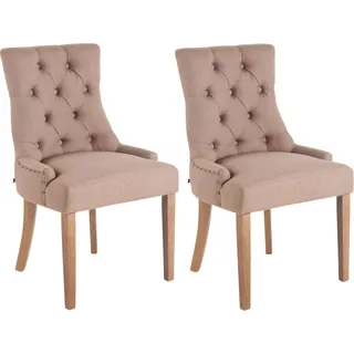 CLP 2er Set Esszimmerstuhl Aberdeen Stoff mit Gestell aus Kautschukholz taupe Gestell Farbe antik - Taupe