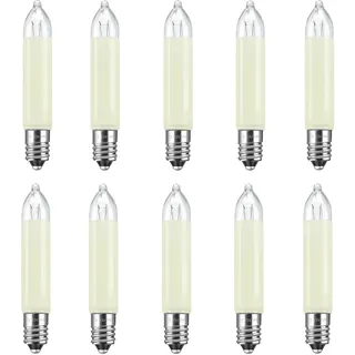 Caldarax 10 Stück E10 23V 3W Ersatzbirnen Schwibbogenlampe Kleinschaftkerze, Warmweiß 2700K, 30LM, Klein Schaftkerzen für 10 Schwibbogen, für Lichterketten, Schwibbogen, Weihnachtsbaum