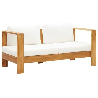 vidaXL Gartensofa mit Kissen 140 cm Akazien Massivholz Cremeweiß