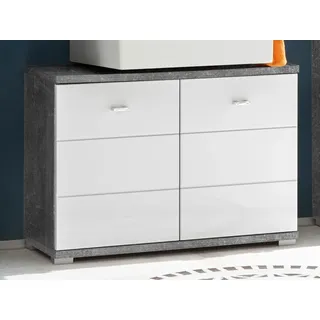Waschbeckenunterschrank Badschrank Unterschrank Badmöbel Schrank Bad "Peter I" Beton / Weiß