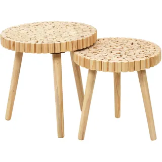 HOME DECO FACTORY GIGOGNE Ausziehtisch, rund, 2 Stück, Holzwerkstoff, braun, 40x40x40