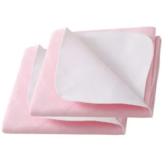 Beedsooth 2er Set Wiederverwendbar Bettunterlage 70×90cm, Wasserdicht und Absorbierend Betteinlagen Waschbare, Schutzunterlage für Kinder oder Erwachsene, Rosa