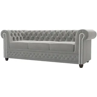 S-Style Chesterfield-Sofa 3-Sitzer mit Schlaffunktion Nyx Grau Samt , Textil , Echtholz,Buche, Birke , Füllung: Komfortschaum,Komfortschaum , 203x28x86 cm , Blauer Engel, FSC Mix, Oeko-Tex®, Hergestellt in Europa , Babymöbel & Kindermöbel, Kinderzimmer & Jugendzimmer, Schlafsofas