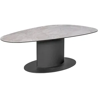 Dieter Knoll Couchtisch , Schwarz, Beige , Metall, Glas, Keramik , bootsförmig , Säule, Bodenplatte , 70x42x130 cm , einfacher Aufbau , Wohnzimmer, Wohnzimmertische, Couchtische, Couchtische Glas