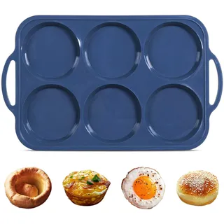Highkit Große Muffinform Silikon für 6 Muffins mit Metallrahmen, Antihaft