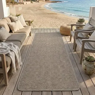 Zabapure Tadi & Imperio1979 Langer Teppich für den Innen- und Außenbereich, Terrasse, Garten, Eingänge, Flur, Balkon, Esszimmer, Küche, erhältlich in Gold und Beige, 85 x 500 cm.