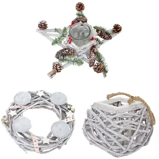 MCW Adventskranz 3ER SET Multicolor , Holz , 18 cm , Dekoration, Weihnachtsdekoration, Adventskränze