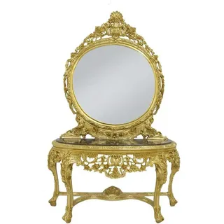 Casa Padrino Luxus Barock Spiegelkonsole mit Marmorplatte - Hotel Möbel - Gold, Schwarz