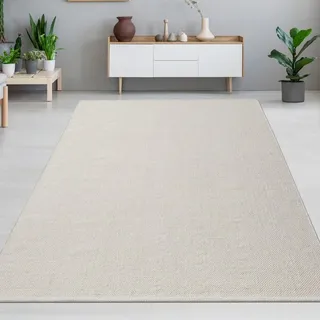 Moderner handgewebter Uni Wollteppich in Creme Größe - 160 x 230 cm - Creme