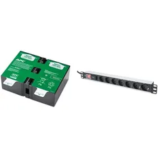 APC APCRBC124 - Ersatzbatterie für Unterbrechungsfreie Notstromversorgung & DIGITUS 19" Steckdosenleiste - 7 Abgriffe - 1HE - 250VAC - 50/60Hz - 16A - 4000W - Mit Schalter & Überspannungsschutz