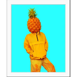Queence »Jeremy« Ananas Humor Menschen Obst Obst bild(er): HD Premium Poster-Druck inkl. Holzrahmen,