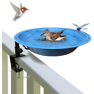 Vogeltränke Outdoor Metall Vogeltränke Deck Montiert, Vogeltränke mit Verstellbarer, Stabiler Metallklemme für Deckgeländer Balkon Hof Garten Dekoration
