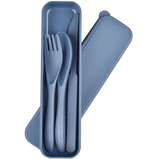 Plastikbesteck Set, Reisebesteck Mit Etui Set 1 Person, Tragbares Camping Besteckset FüR Kinder Und Erwachsene, plastik löffel Gabel Sets FüR Schule, Outdoor Picknick,Oder Den TäGlichen Gebrauch(blau)