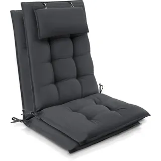 Beautissu 2er Set Sun-HL Hochlehner Auflage 120x50x8cm Anthrazit